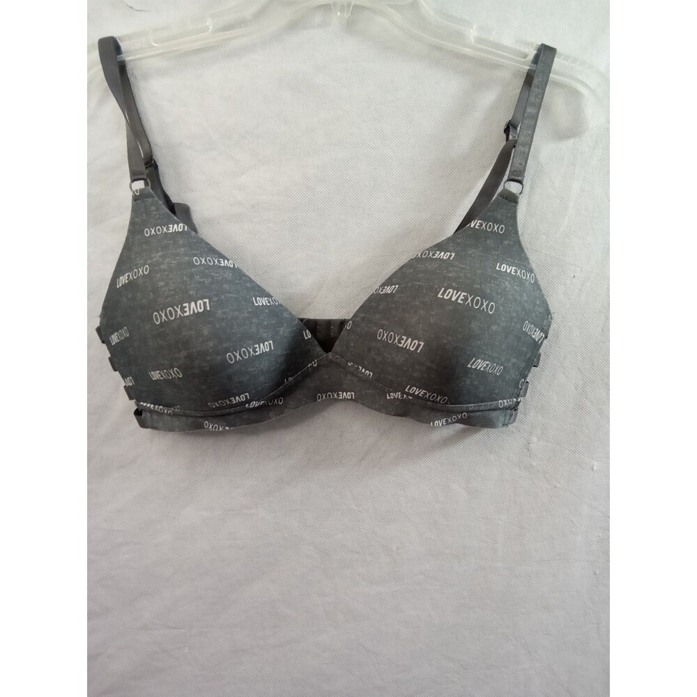 Xoxo Bra Gray White Lettering 34C - Picture 1 of 9